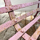 Early Victorian Scroll Arm Wrought Iron Pink Bench of Exceptional Proportions