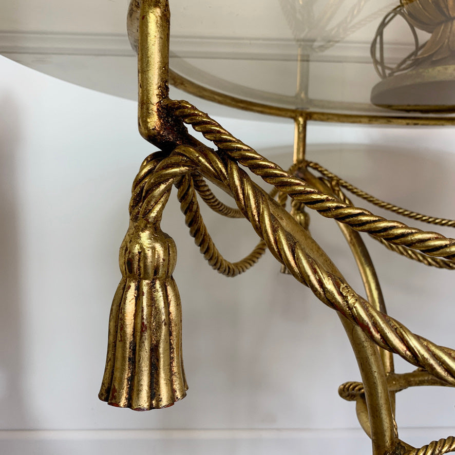 Mid Century Gold Rope & Tassel Table