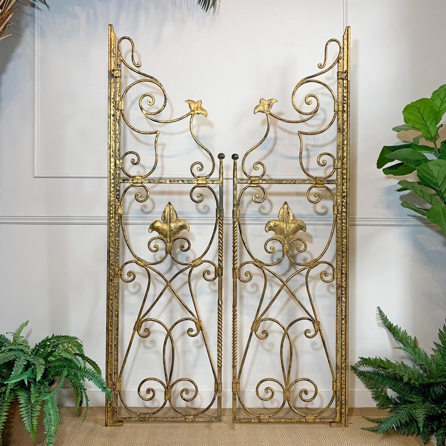 Pair of Wrought Iron Gilt Spanish Altar Gates