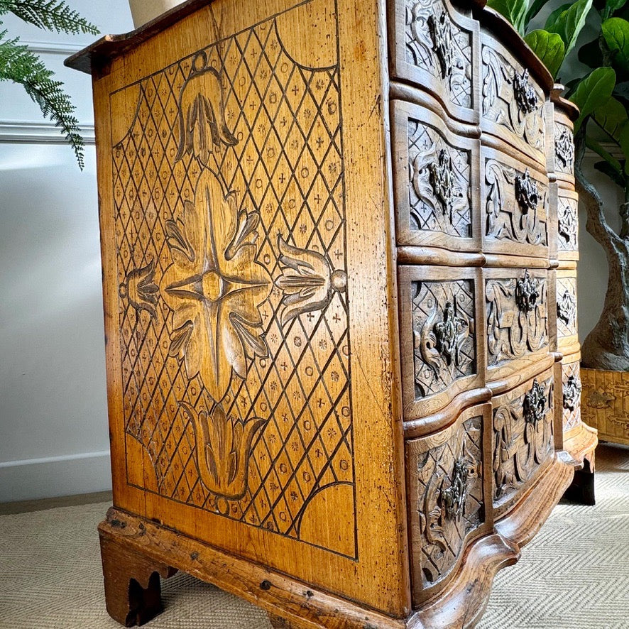 18th Century Carved Ash Dutch Serpentine Chest of Drawers