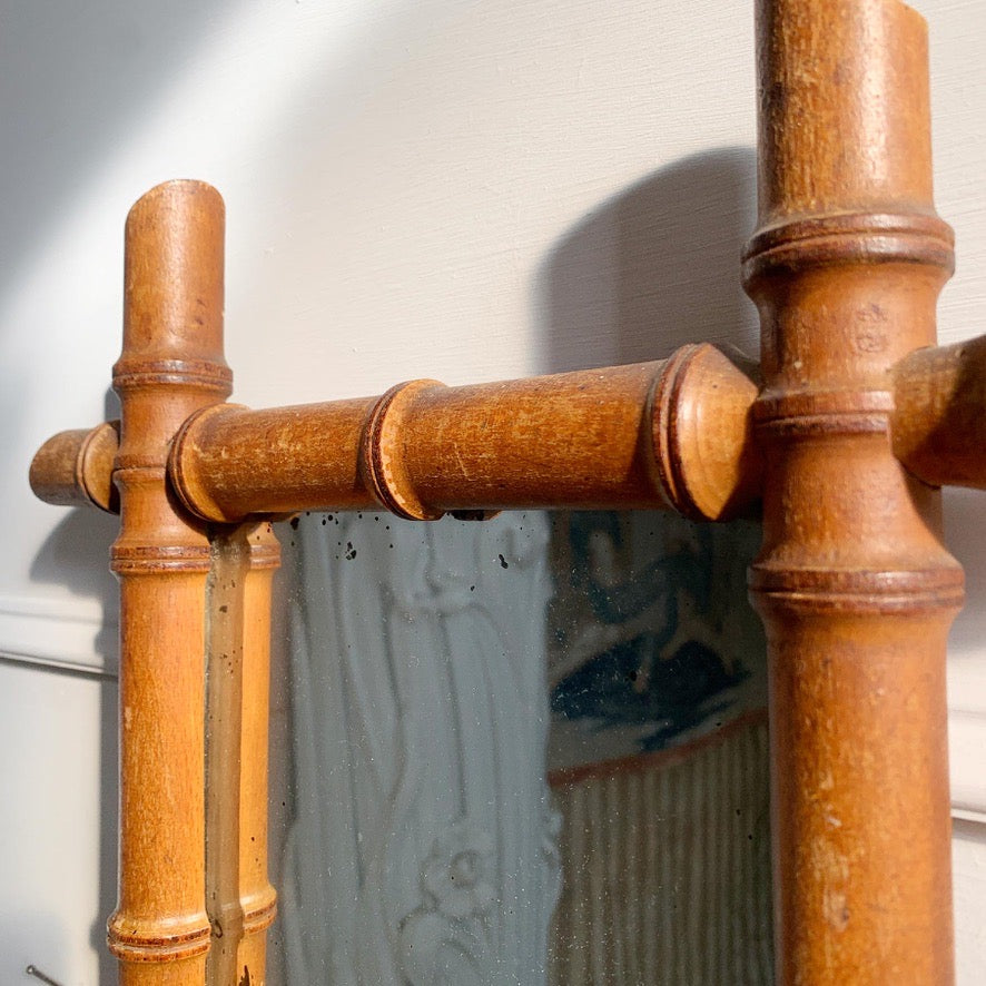 Antique French Faux Bamboo Mirror