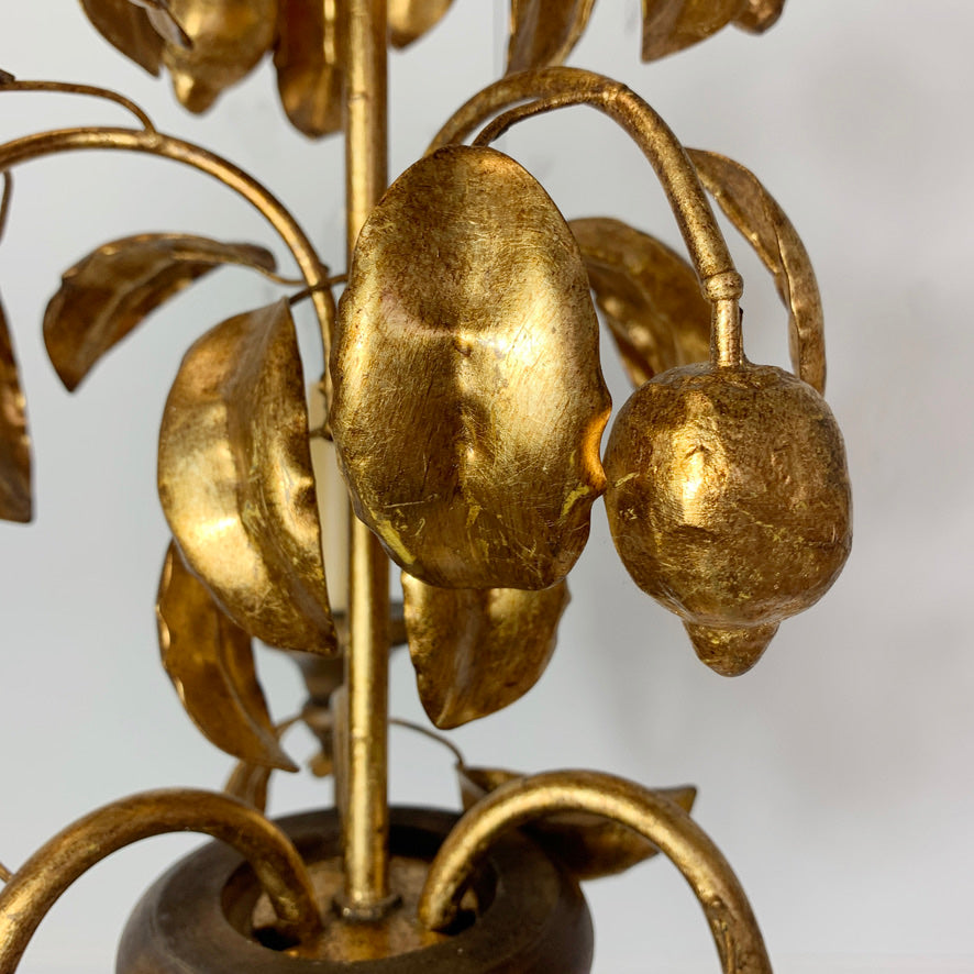 French Gold Lemon Tole Chandelier 1970's