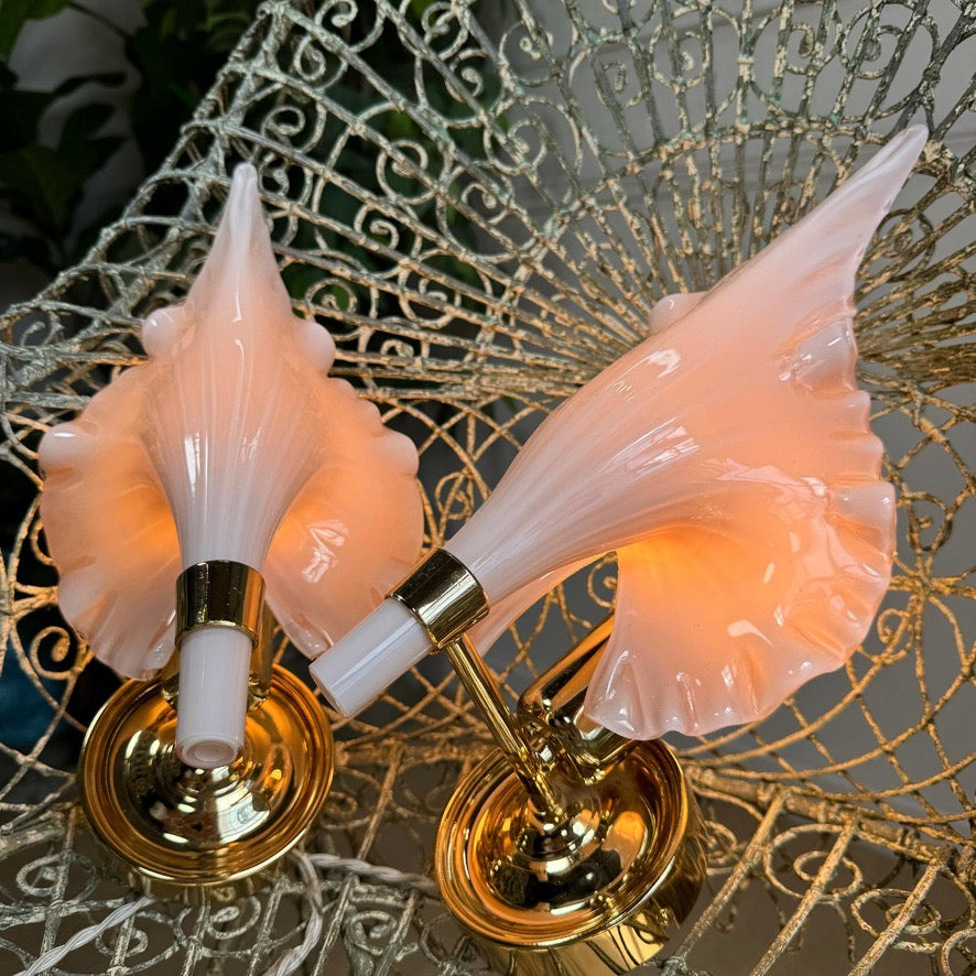 Barovier and Toso Pink Murano Glass Wall Lights