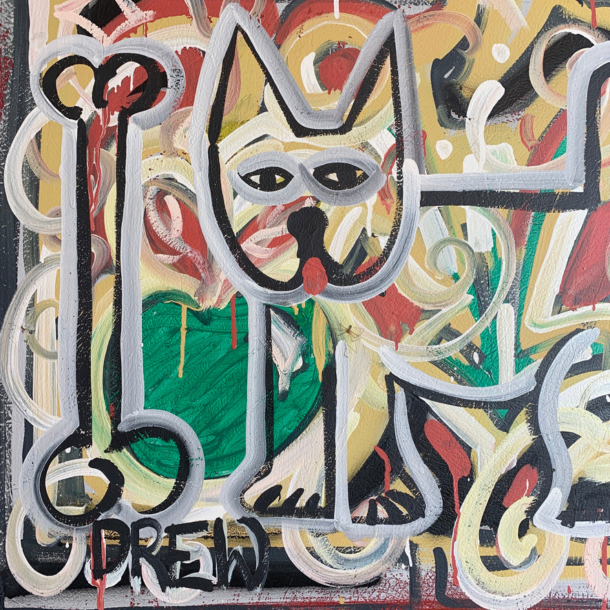 2 Cats and a Bone - Outsider Artist Drew
