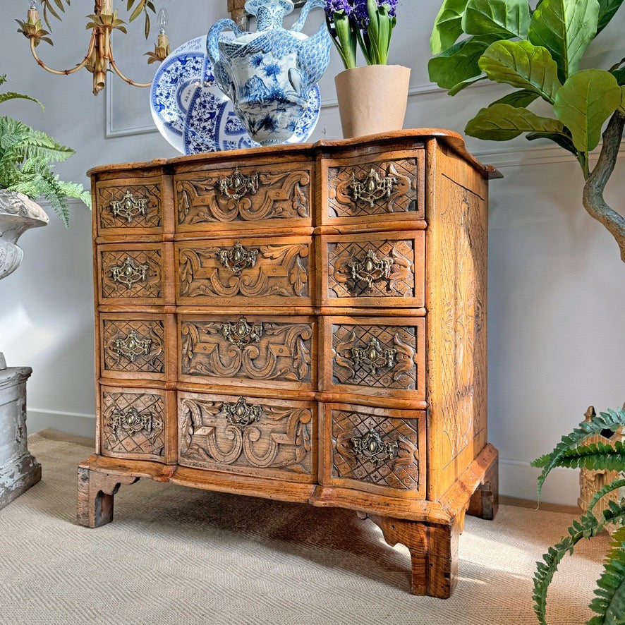 18th Century Carved Ash Dutch Serpentine Chest of Drawers