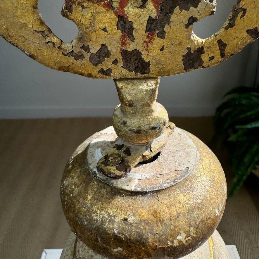 Processional Gilt Iron IHS Cross Mounted on a Baroque Altar Vase 18th Century