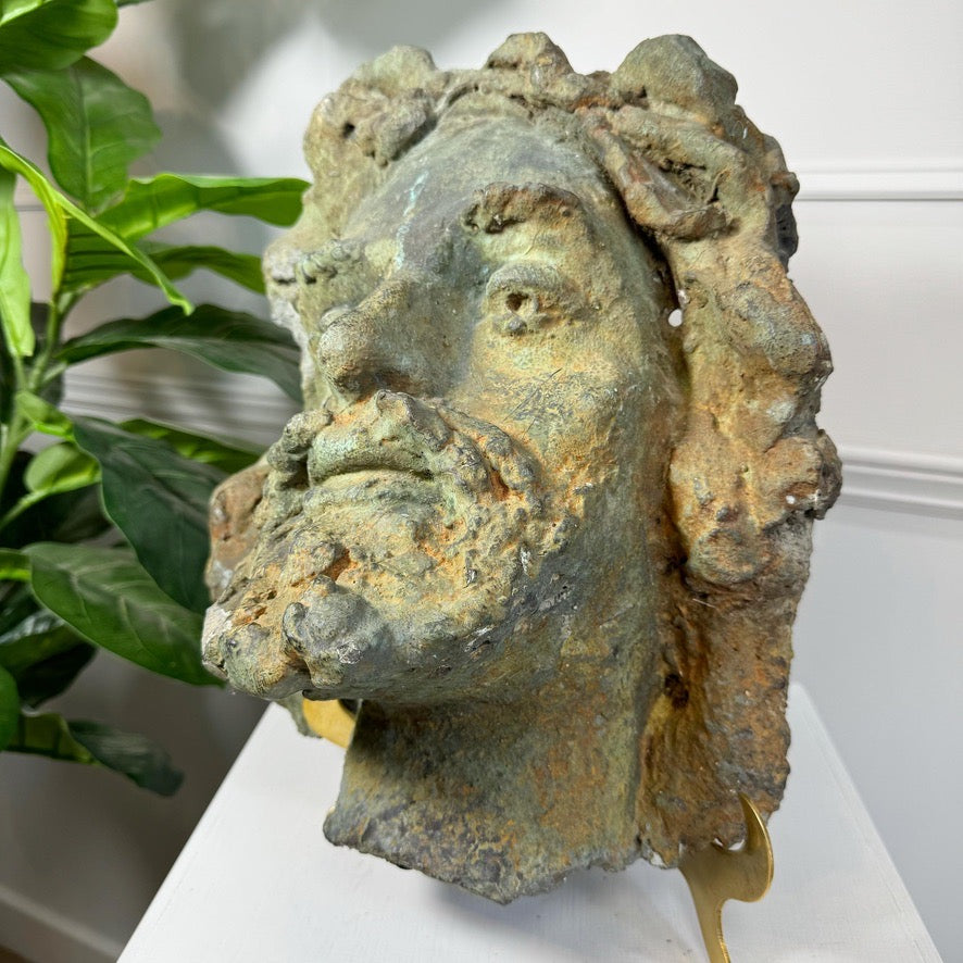 Antique Terracotta Head of a Bearded Man 19th Century France