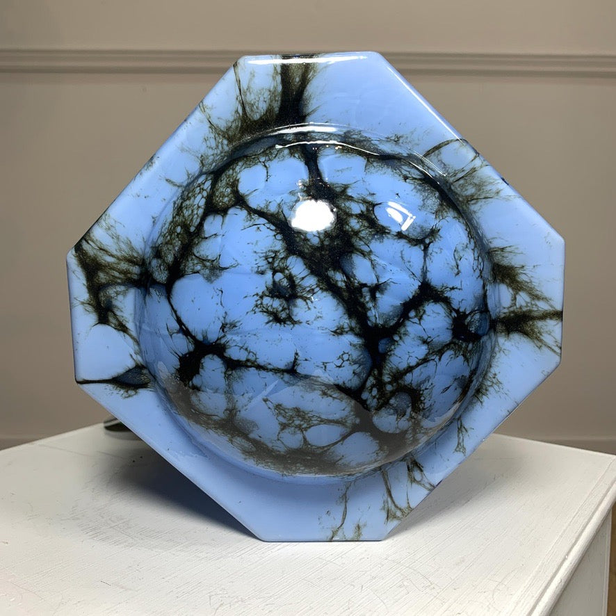 1920s German Art Deco Blue Glass Ceiling Pendant Light