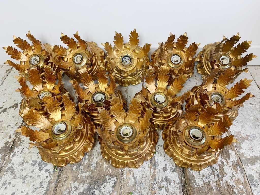 Italian Florentine Giltwood Ceiling Crown Lights