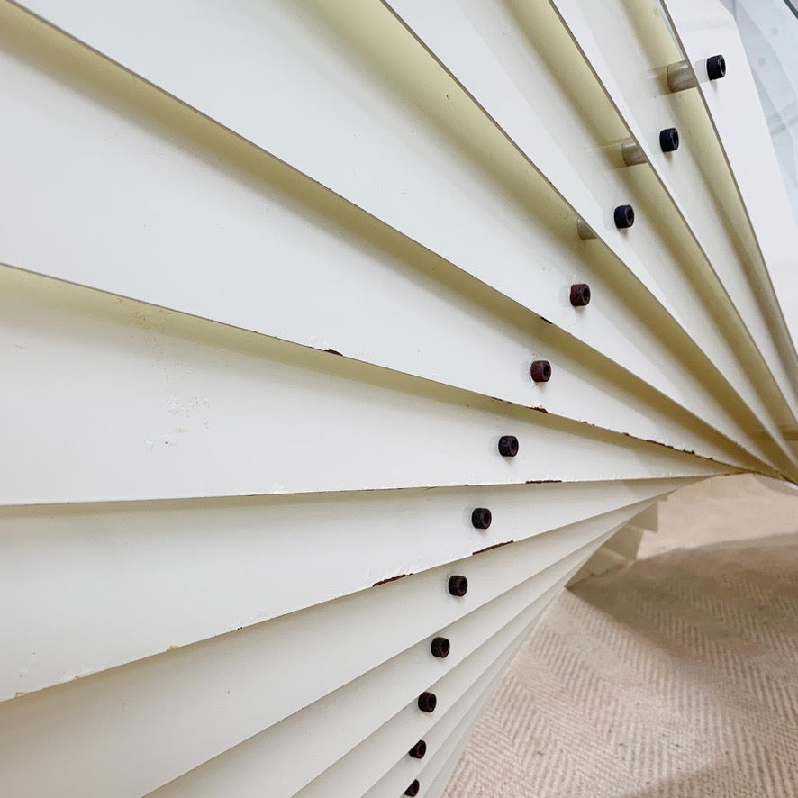 White Italian Sculptural Fan Designer Coffee Table 1970's