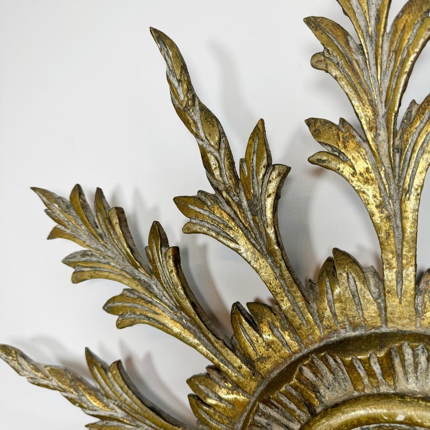 Antique Sunburst Mirror Giltwood 1920's
