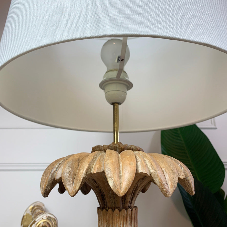 Maison Jansen Carved Wooden Pineapple Table Lamp