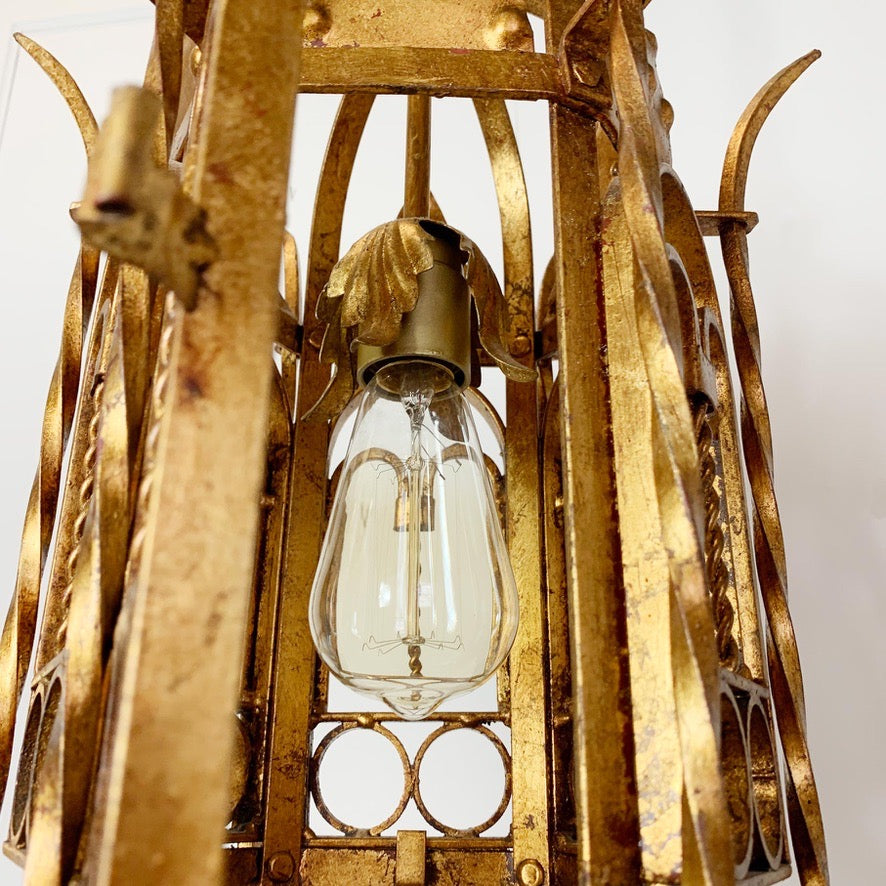 Italian Hand Forged Gilt Lantern 1950's