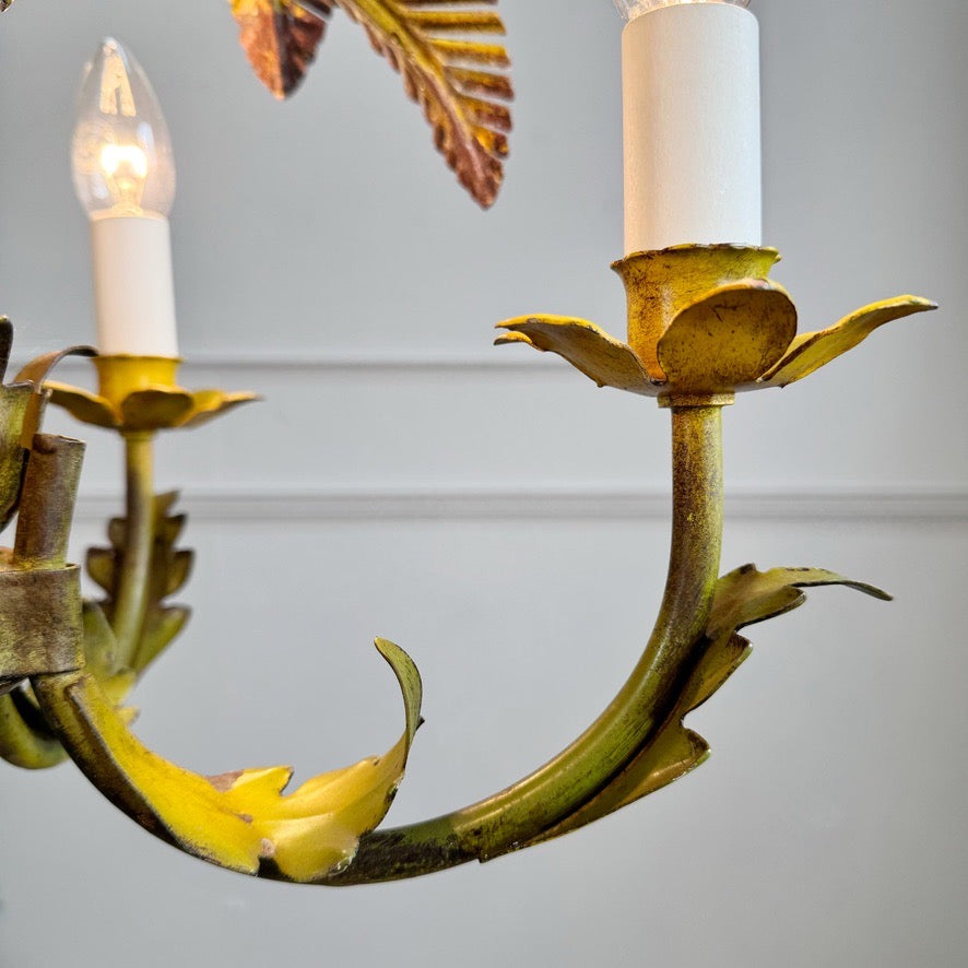 1970s Italian Palm Leaf Chandelier
