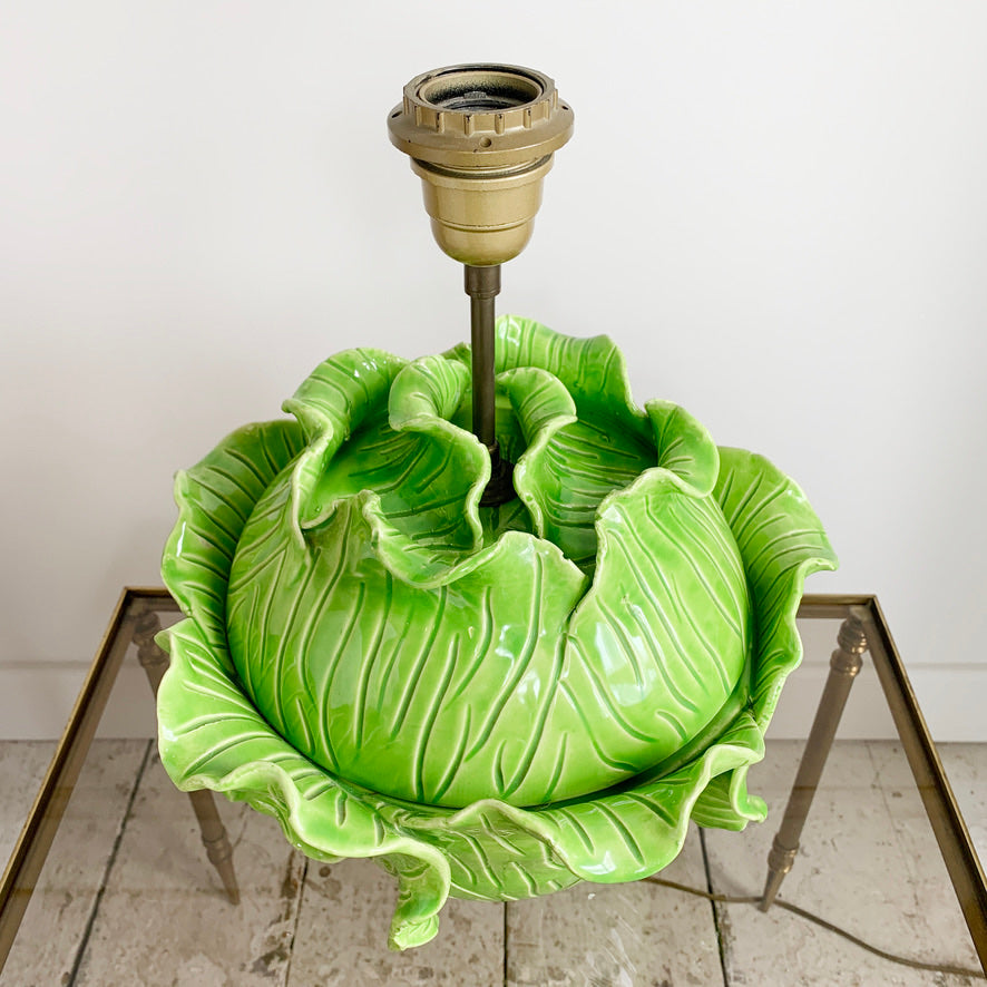 Jean Roger Life Size Green Ceramic Lettuce Table Lamp Paris 1950's