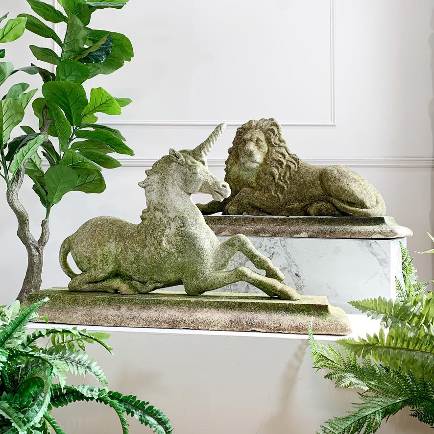 19th Century Heraldic Lion and Unicorn Statues