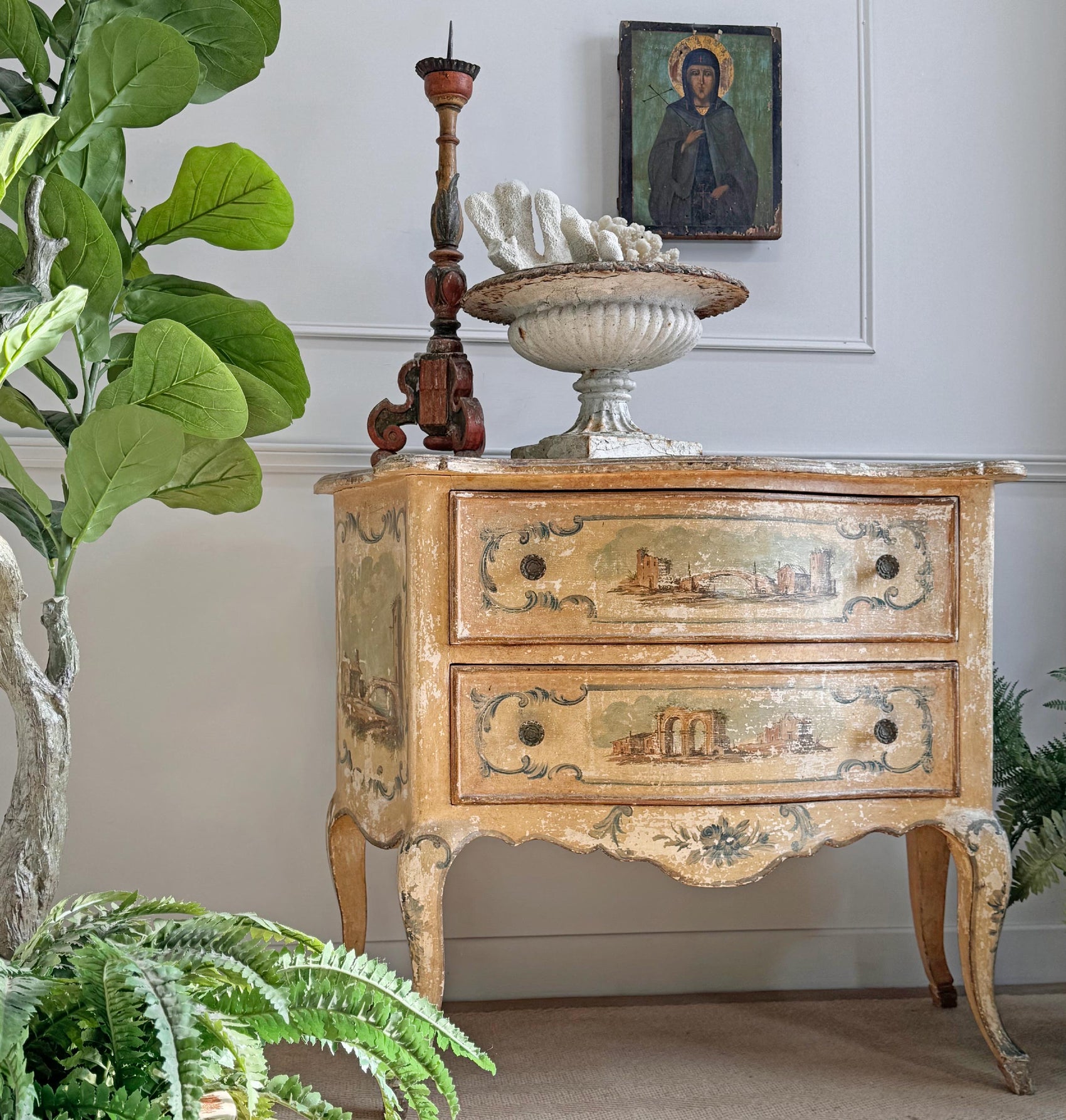 Antique Venetian Painted Chest of Drawers 18th Century