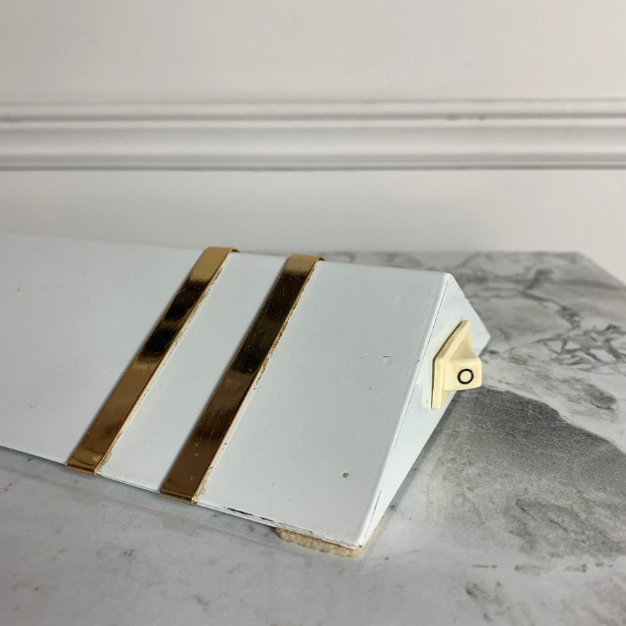 Italian White Enamel & Brass Desk Lamp, 1980's