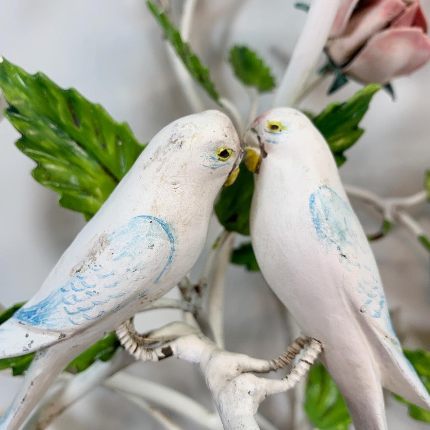 1950's Italian Hand Painted Budgie Wall Sconce