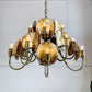 Modernist Gold Brutalist Chandelier by Tom Greene for Feldman