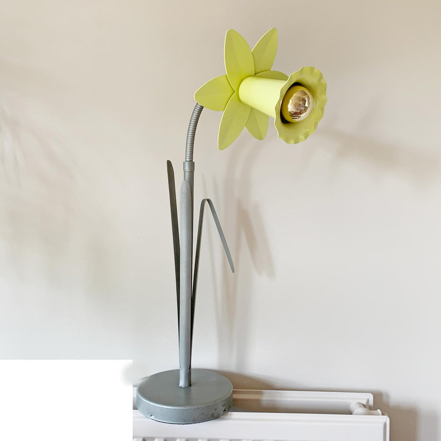 Iconic Bliss Yellow and Silver Daffodil Table Lamp 1980's