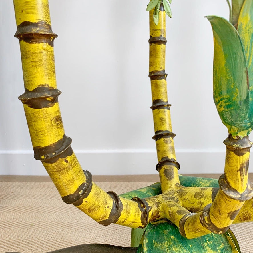 Polychrome Green Palm Tree Floor Lamp France 1940's