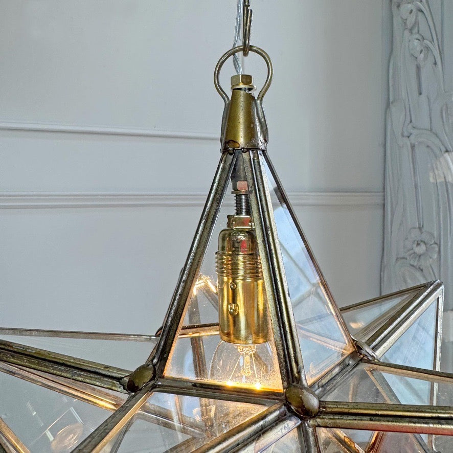 1920's Moravian Glass Star Pendant Ceiling Light