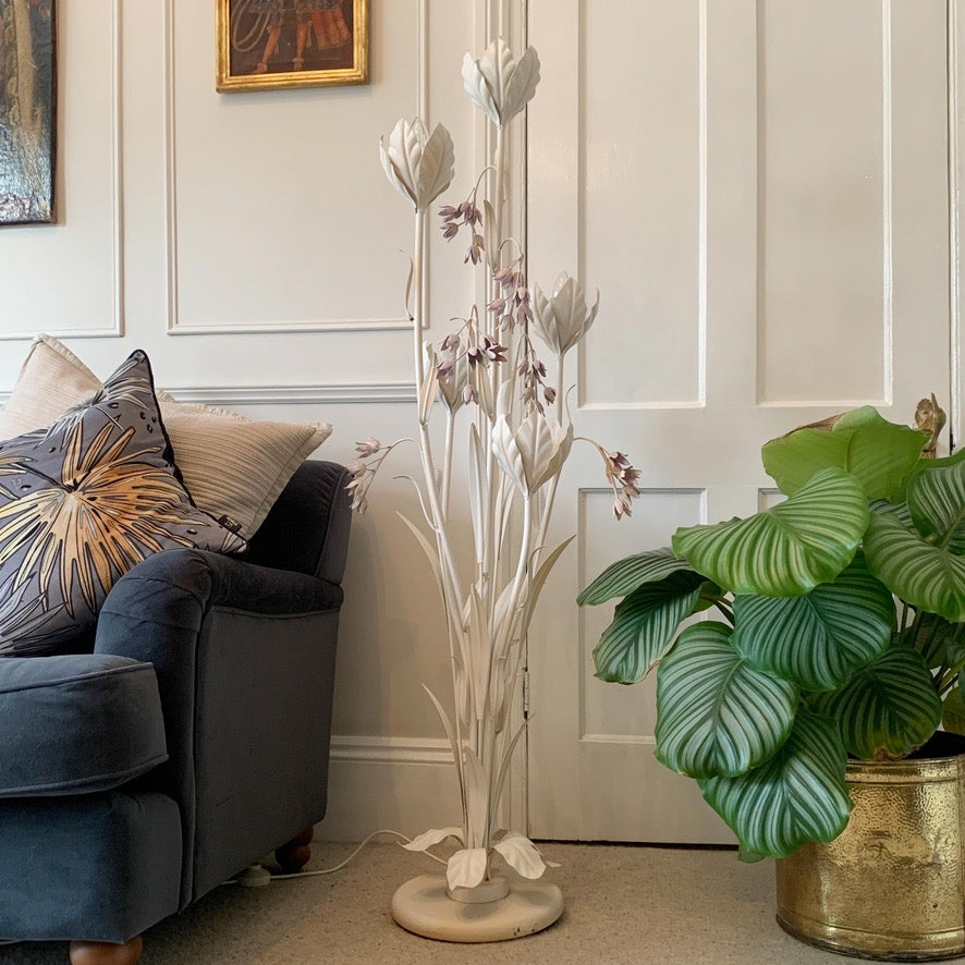 Hans Kogl White and Soft Pink Flower Floor Lamp