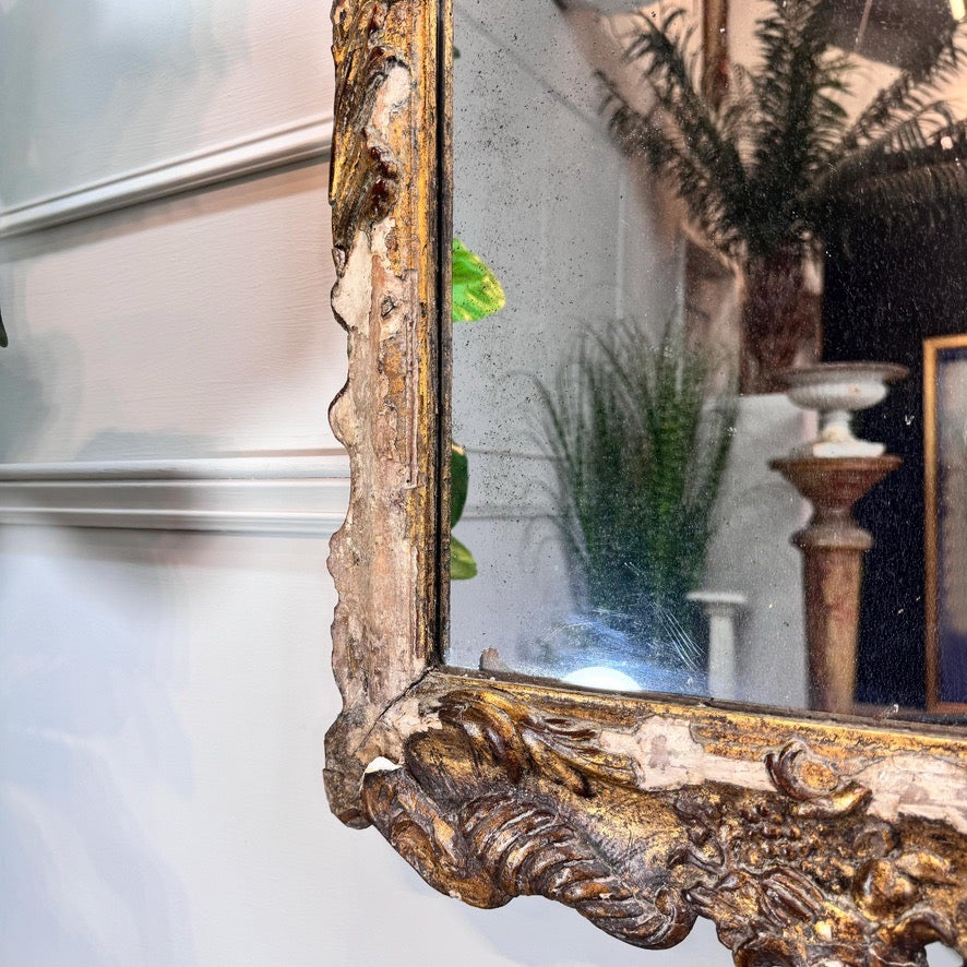 Queen Anne Giltwood Split Plate Mirror