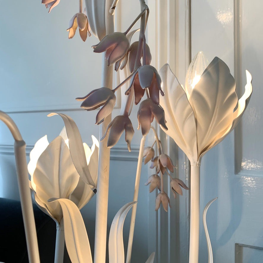 Hans Kogl White and Soft Pink Flower Floor Lamp