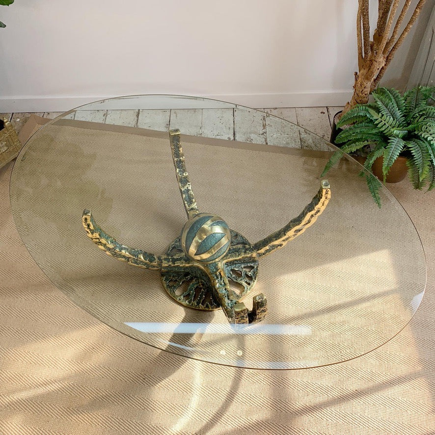 Henri Fernandez Gold Brutalist Bronze 'Octo' Coffee Table