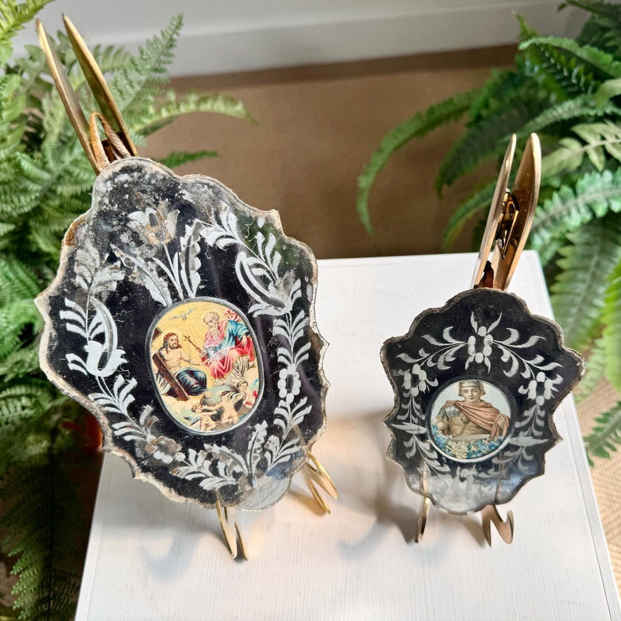 Antique Pair of German Nuns' Mirrors circa 1800