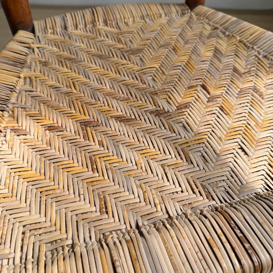 19th Century Herringbone Woven Elbow Chair with Stick Back