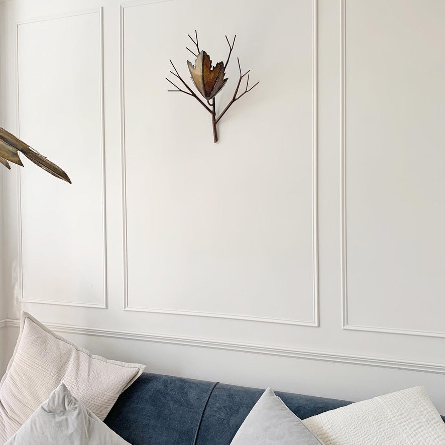 Brutalist Copper Leaf & Branch Wall Sconce