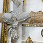 1930's French White Glass Bead and Zinc Memorial Crucifixes