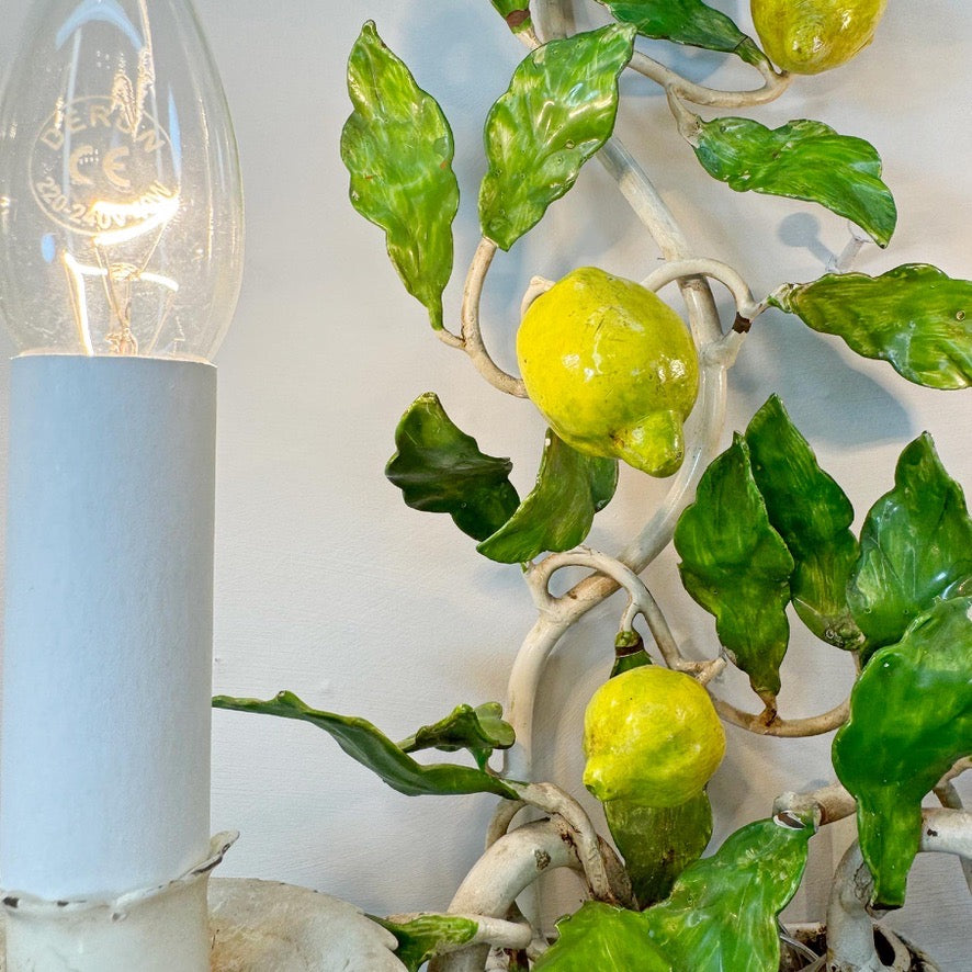 Pair of Amalfi Tole Lemon Wall Lights Italy 1950's
