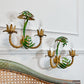 Vintage Pair of Faux Bamboo Palm Wall Lights 1950's Italian
