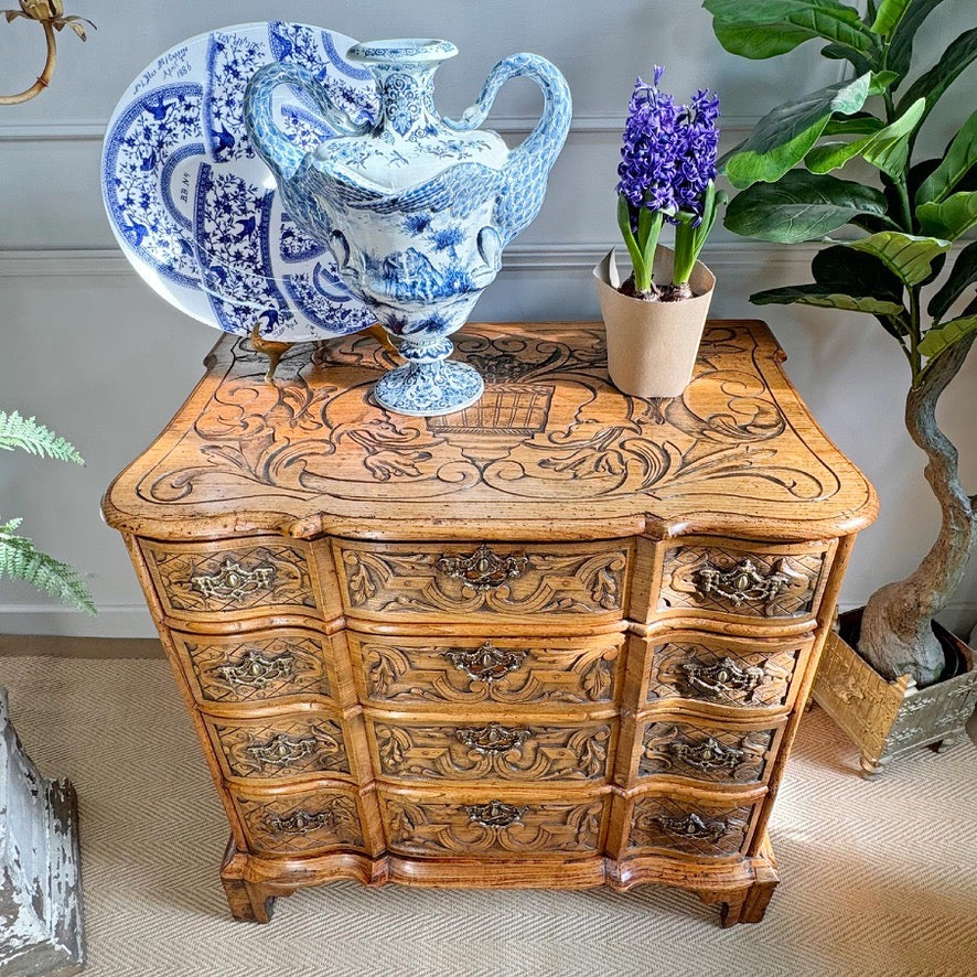 18th Century Carved Ash Dutch Serpentine Chest of Drawers