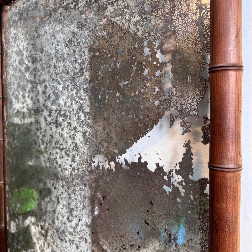 Large Antique Faux Bamboo Mirror