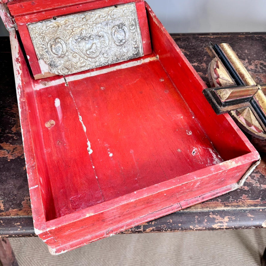 Antique Baroque Bible Box 18th Century Pastiglia Decorated