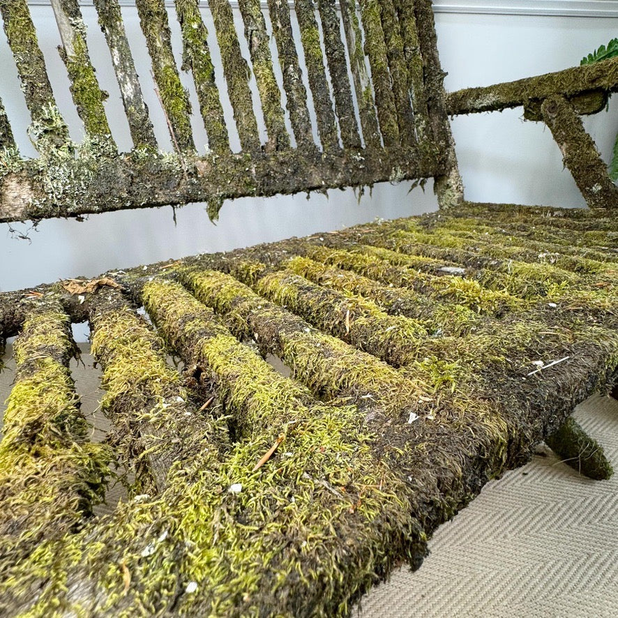 Mossy Folding Wooden Garden Bench
