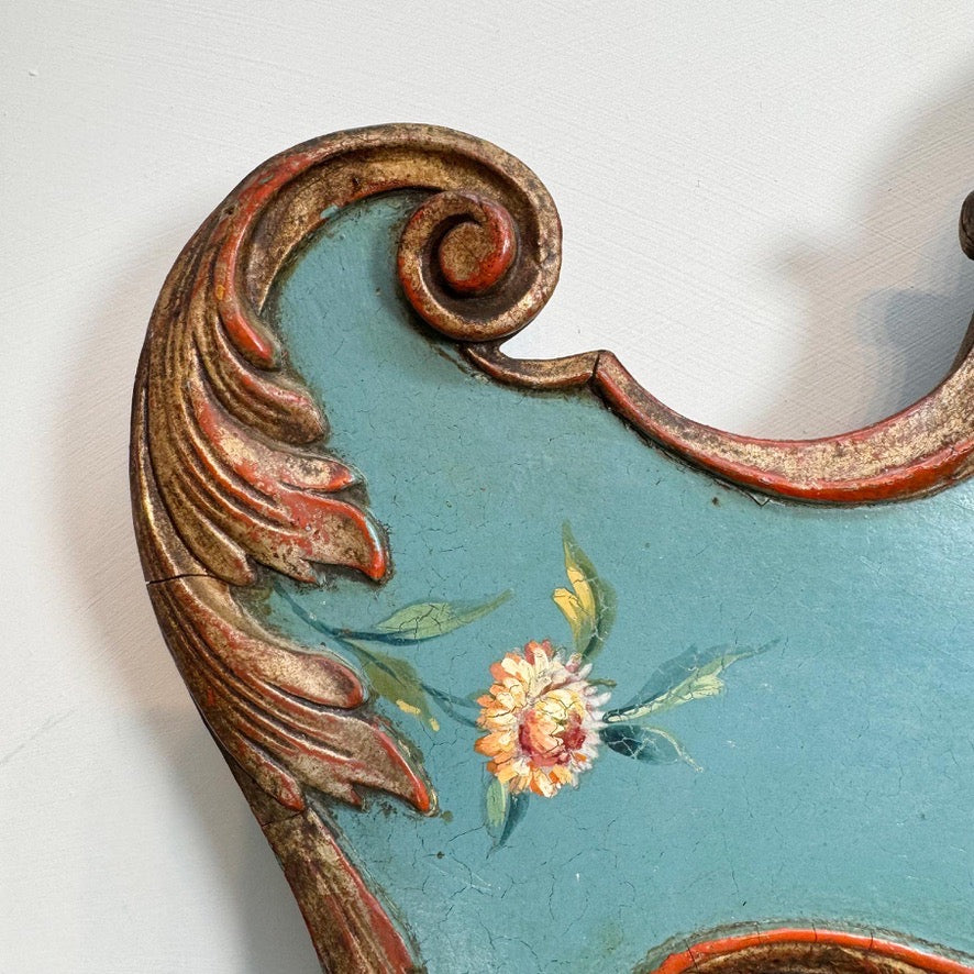 Antique Turquoise Painted Venetian Mirror