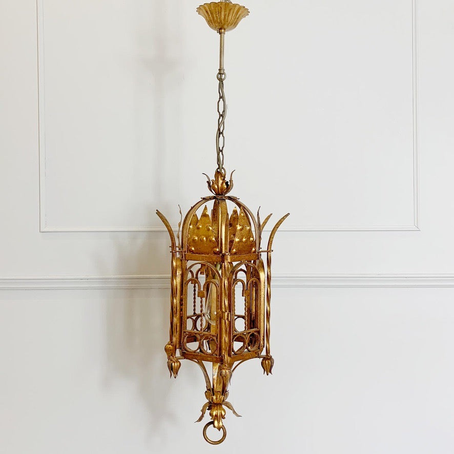 Italian Hand Forged Gilt Lantern 1950's