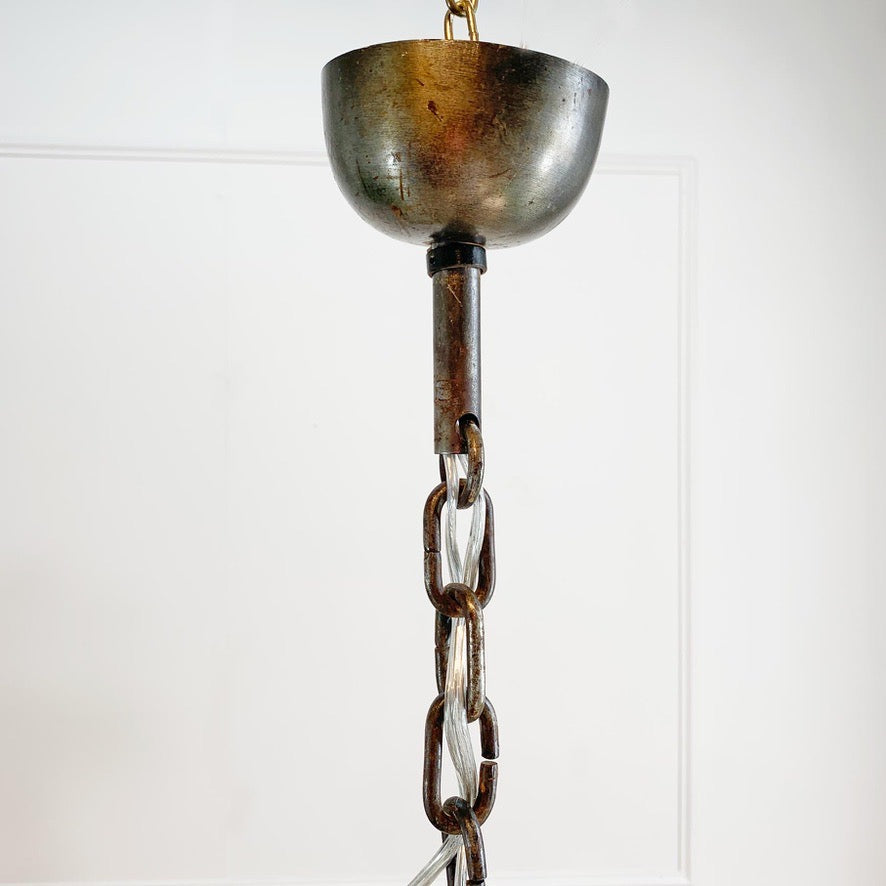 Jean-Pierre Ryckaert Tan Leather Strap and Steel Ceiling Pendant Light
