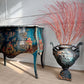Antique Blue Chinoiserie Bombe Commode 19th Century France