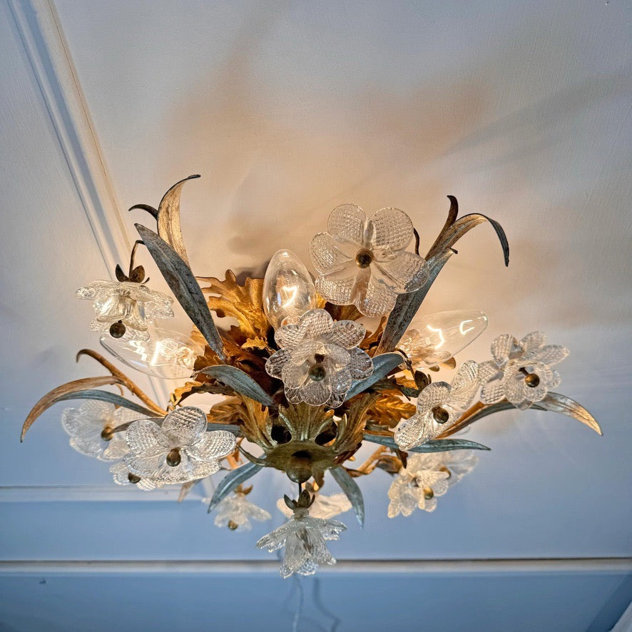 Banci Firenze Murano Glass Flush Light 1950's Italy