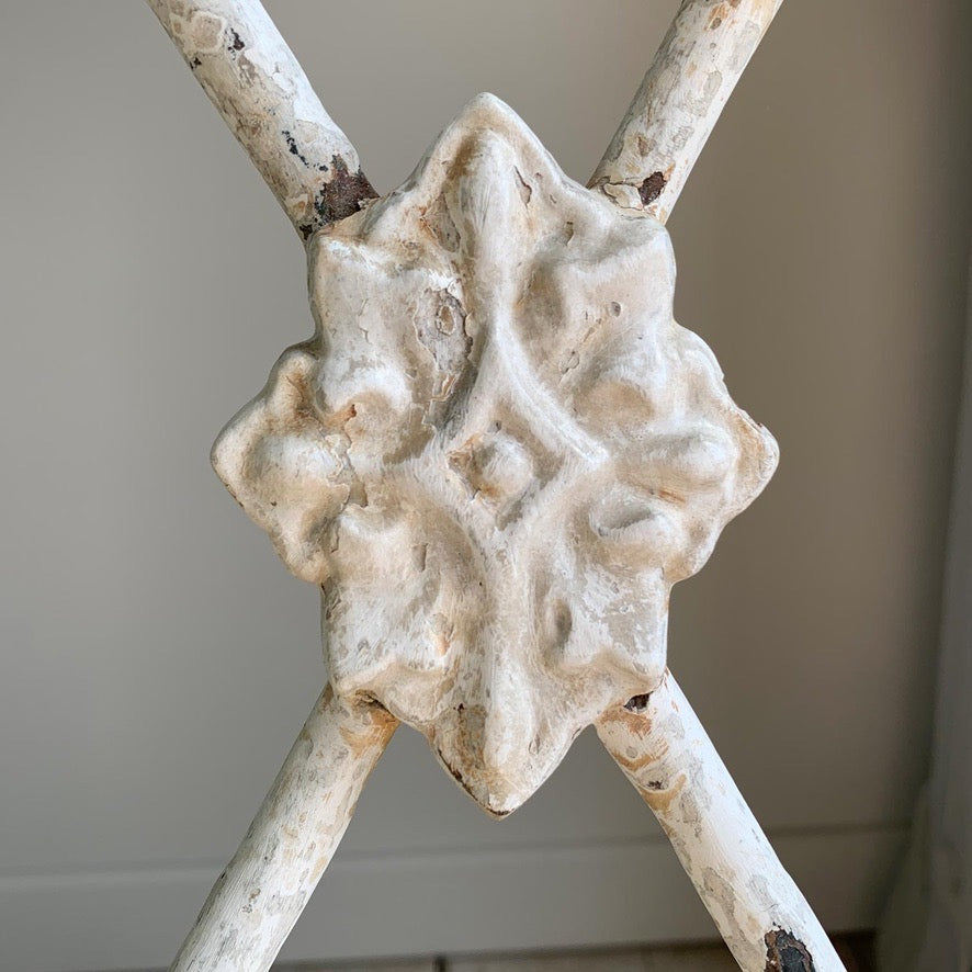 Superb pair of Rare White Tri-Legged Regency Wrought Iron Chairs