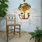 Antique Faux Bamboo Palm Leaf Chandelier France 1930's