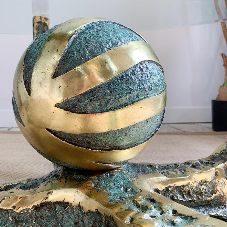 Henri Fernandez Gold Brutalist Bronze 'Octo' Coffee Table