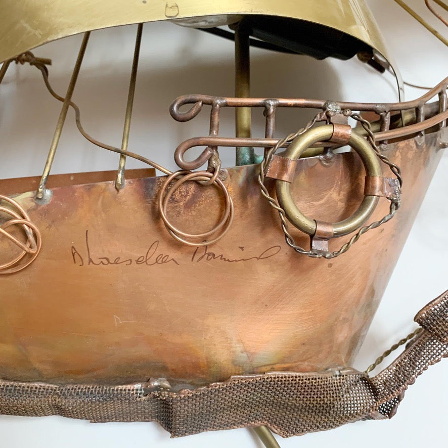 Daniel D'haeseleer Gold Galleon Wall Light C 1970's